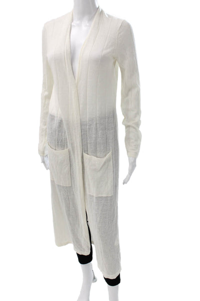 Theory Womens Cardigan Ivory Wool Blend V Neck Long Sleeve Size S