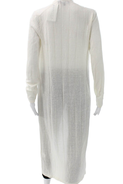 Theory Womens Cardigan Ivory Wool Blend V Neck Long Sleeve Size S