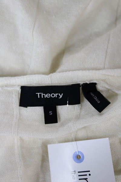 Theory Womens Cardigan Ivory Wool Blend V Neck Long Sleeve Size S