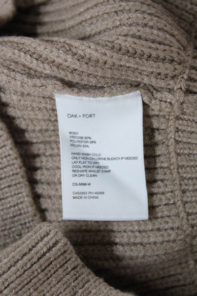 Oak + Fort Women Beige Collared Cardigan Long Sleeve Viscose Size S