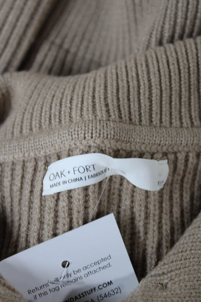 Oak + Fort Women Beige Collared Cardigan Long Sleeve Viscose Size S