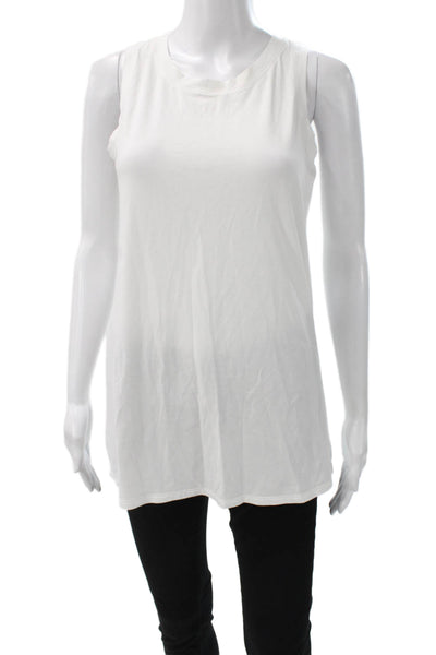 Lululemon Womens Basic Tank White Linen Blend Sleeveless Crew Neck Size S