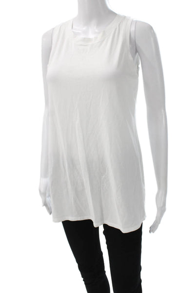 Lululemon Womens Basic Tank White Linen Blend Sleeveless Crew Neck Size S