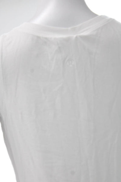 Lululemon Womens Basic Tank White Linen Blend Sleeveless Crew Neck Size S