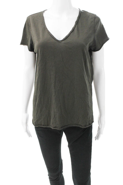 Allsaints Womens Basic V-Neck Gray Cotton Blend Short Sleeve T-Shirt Size M