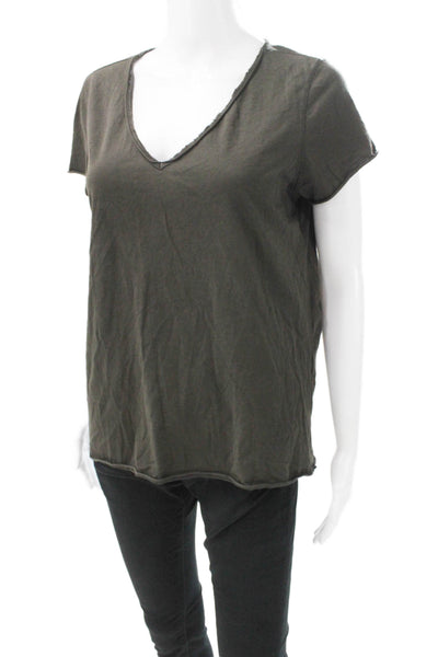 Allsaints Womens Basic V-Neck Gray Cotton Blend Short Sleeve T-Shirt Size M