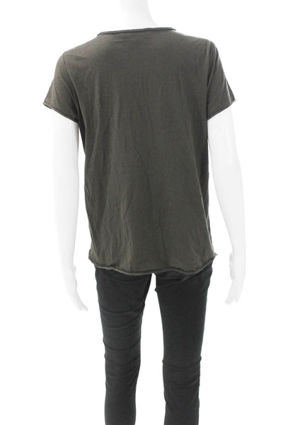 Allsaints Womens Basic V-Neck Gray Cotton Blend Short Sleeve T-Shirt Size M