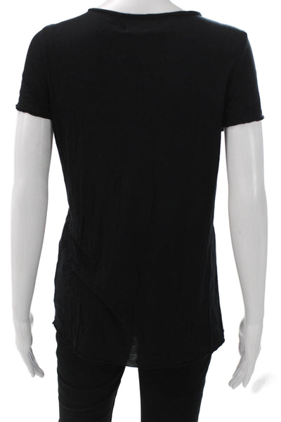 Allsaints Women Basic Black V-Neck Rayon Blend Short Sleeve T-Shirt Size 10