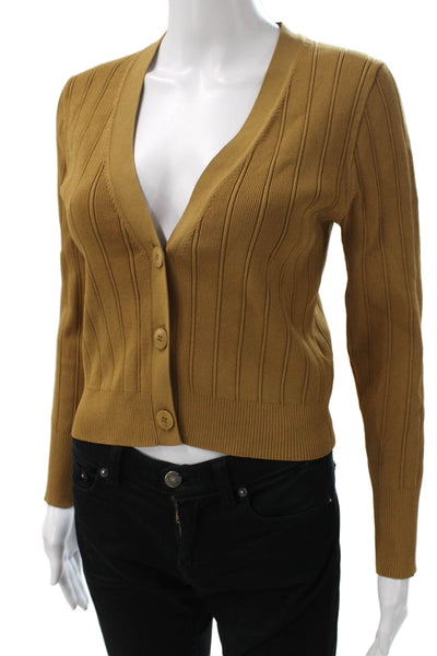 J Crew Women Brown V-Neck Viscose Blend Cardigan Long Sleeve Size S