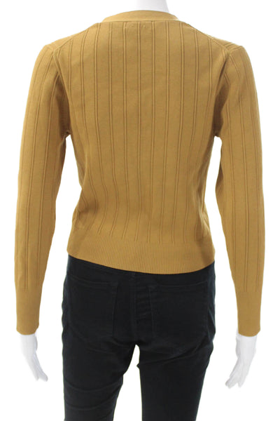 J Crew Women Brown V-Neck Viscose Blend Cardigan Long Sleeve Size S