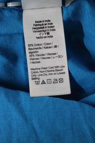 J Crew Women Basic Collared Blue Button-Up Long Sleeve Cotton Viscose Size 4
