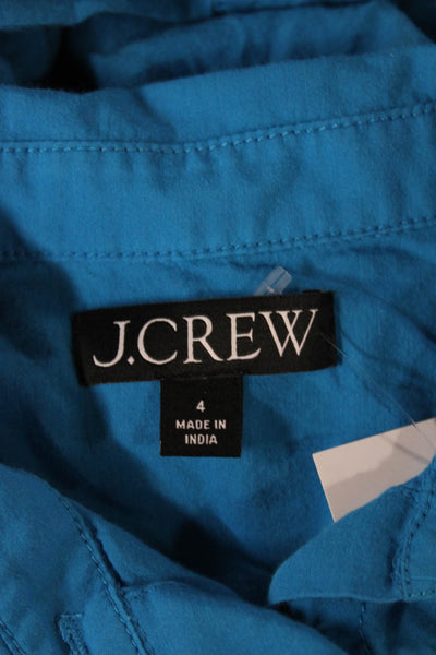 J Crew Women Basic Collared Blue Button-Up Long Sleeve Cotton Viscose Size 4