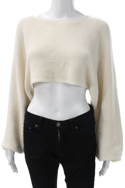 Zara Womens Ivory Knit Boat Neck Long Sleeve Pullover Sweater Size S