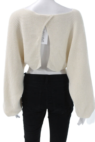 Zara Womens Ivory Knit Boat Neck Long Sleeve Pullover Sweater Size S