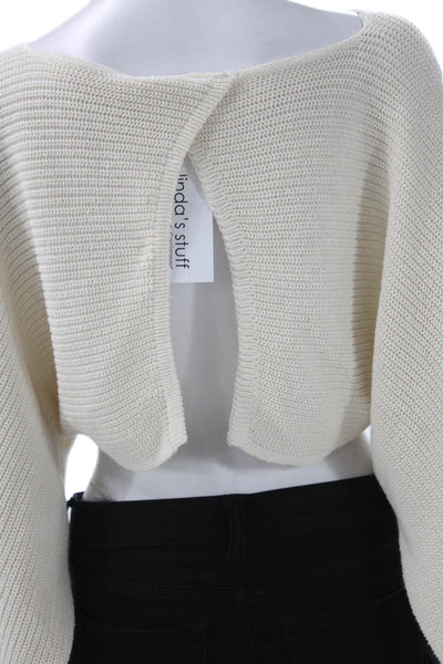 Zara Womens Ivory Knit Boat Neck Long Sleeve Pullover Sweater Size S