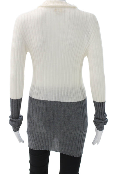Mantu Women Tunic Sweater White Turtleneck Long Sleeve Merino Wool Size 40