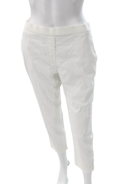 Theory Womens White Linen Cropped Pants Pull On Size 6