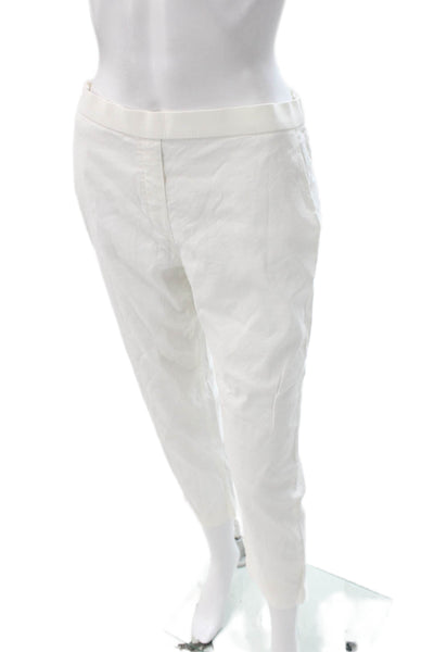 Theory Womens White Linen Cropped Pants Pull On Size 6
