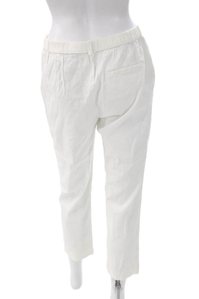 Theory Womens White Linen Cropped Pants Pull On Size 6