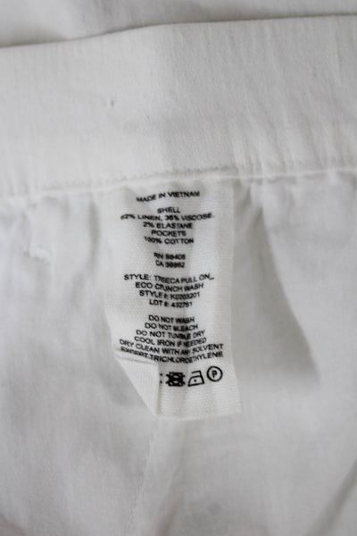 Theory Womens White Linen Cropped Pants Pull On Size 6