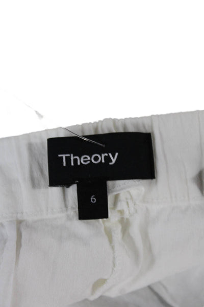 Theory Womens White Linen Cropped Pants Pull On Size 6