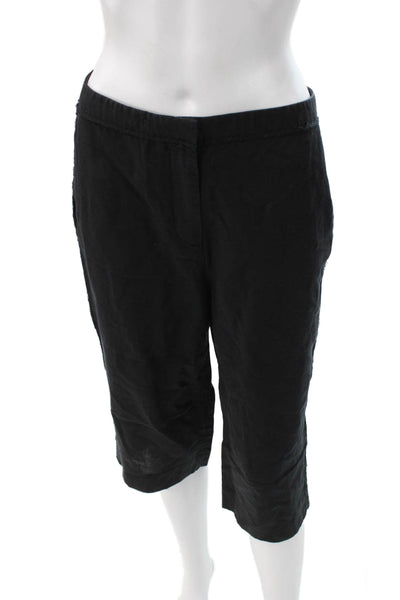 Zara Women Capri Pants Black Lyocell Blend Button Inseam 20 Size M