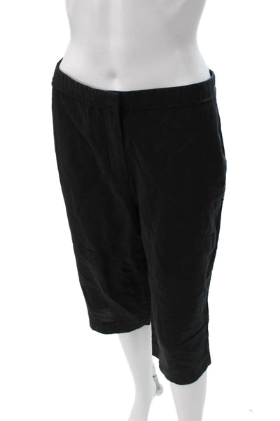 Zara Women Capri Pants Black Lyocell Blend Button Inseam 20 Size M