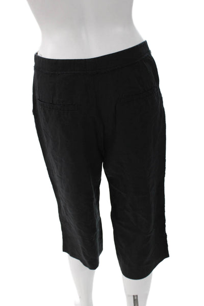 Zara Women Capri Pants Black Lyocell Blend Button Inseam 20 Size M
