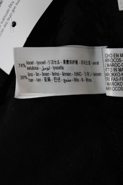 Zara Women Capri Pants Black Lyocell Blend Button Inseam 20 Size M