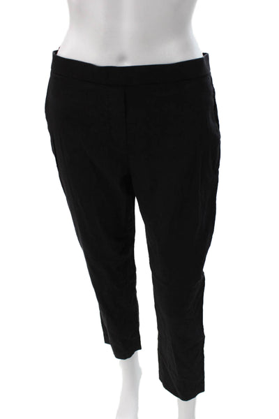 Theory Women Black Linen Ankle Pants Pull On 26 Inseam Size 6