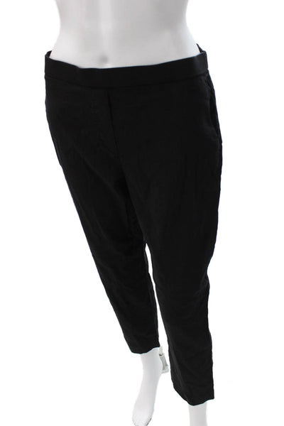 Theory Women Black Linen Ankle Pants Pull On 26 Inseam Size 6
