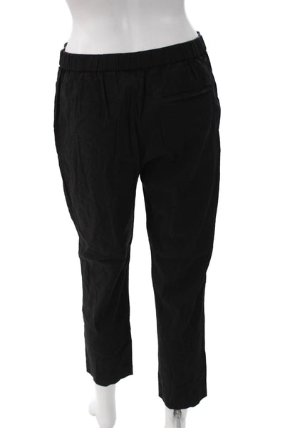 Theory Women Black Linen Ankle Pants Pull On 26 Inseam Size 6