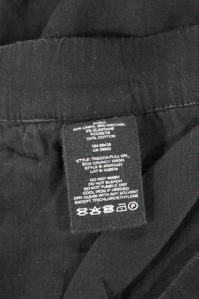 Theory Women Black Linen Ankle Pants Pull On 26 Inseam Size 6
