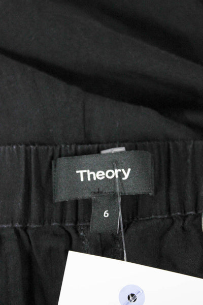 Theory Women Black Linen Ankle Pants Pull On 26 Inseam Size 6