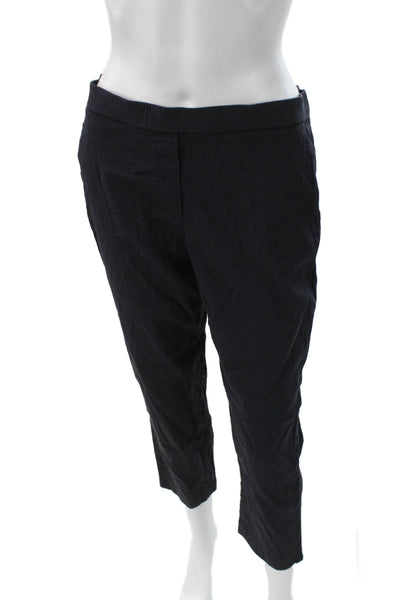 Theory Women Cropped Linen Pants Black Pull On Size 6