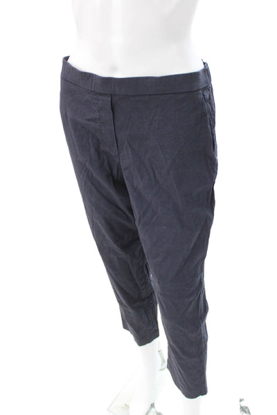 Theory Women Cropped Linen Pants Black Pull On Size 6