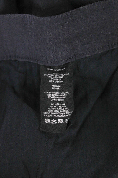 Theory Women Cropped Linen Pants Black Pull On Size 6