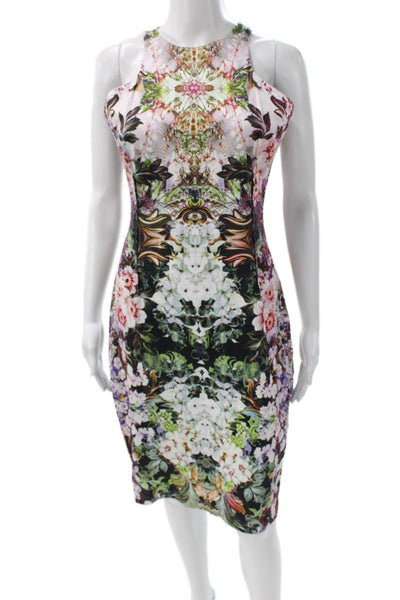 Zara Womens Sheath Halter Short Floral Dress Cotton Blend Size M