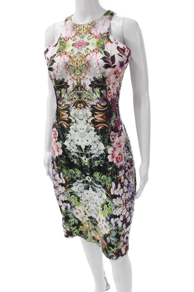 Zara Womens Sheath Halter Short Floral Dress Cotton Blend Size M