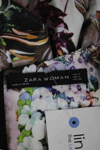 Zara Womens Sheath Halter Short Floral Dress Cotton Blend Size M