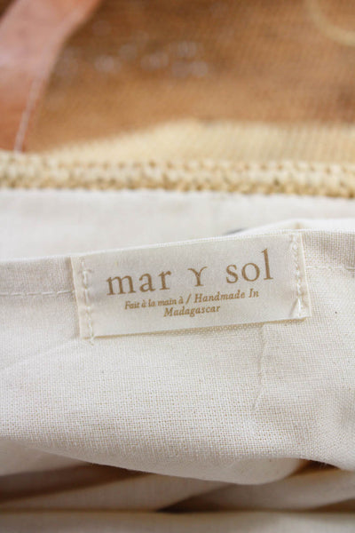 mar Y sol Womens Straw Button Closure Shopper Shoulder Handbag Beige Brown
