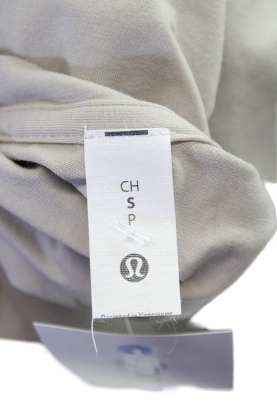Lululemon Women Beige Cotton Crew Neck Short Sleeve Basic T-Shirt Size S