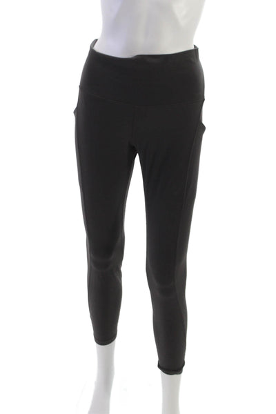 Lululemon Women Cropped Black Nylon Solid Pull On Leggings Size 8