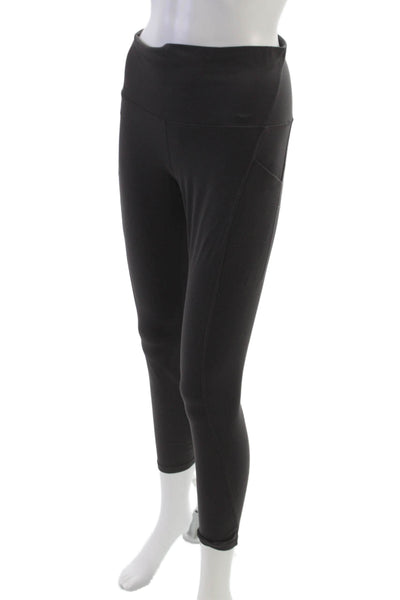 Lululemon Women Cropped Black Nylon Solid Pull On Leggings Size 8