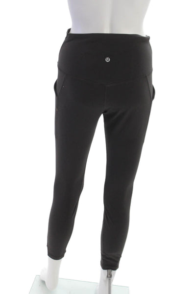 Lululemon Women Cropped Black Nylon Solid Pull On Leggings Size 8