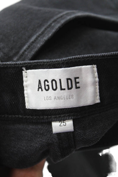 Agolde Womens Straight High Rise Black Jeans Cotton Blend Size 25
