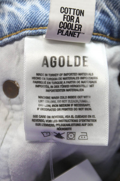 Agolde Womens Straight Jeans Blue High Rise Button Cotton Size 25