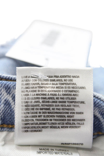 Agolde Womens Straight Jeans Blue High Rise Button Cotton Size 25