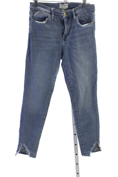 Frame Women Skinny Jeans Blue Cotton Blend Size 28