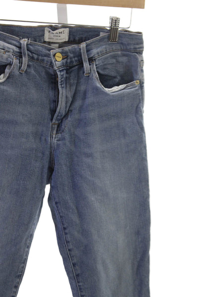 Frame Women Skinny Jeans Blue Cotton Blend Size 28